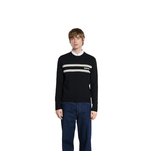 Pull en coton et soie avec intarsia