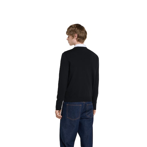 Silk cotton sweater with intarsia