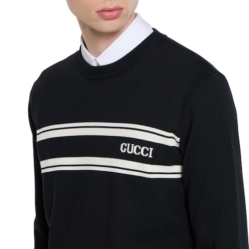 Pull en coton et soie avec intarsia