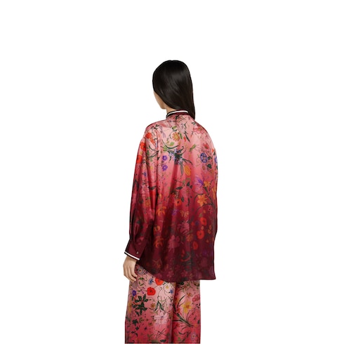 Bluse aus Seide mit Halsschleife und Print