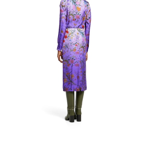Printed silk twill skirt