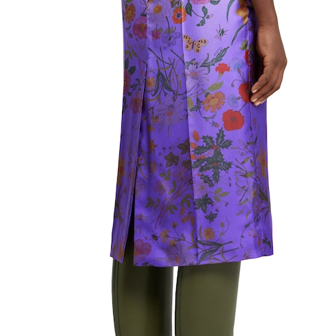 Printed silk twill skirt