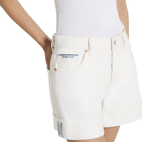 Short de denim de algodón con selvedge