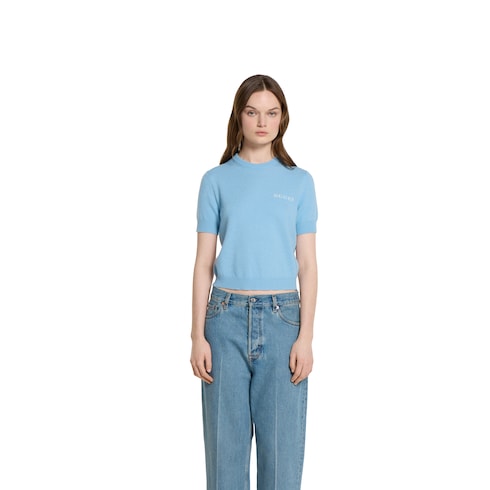 Top de cashmere con intarsia