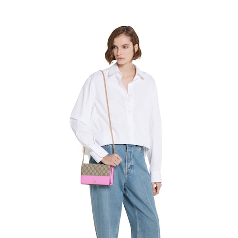 GG Marmont bi-color wallet on chain
