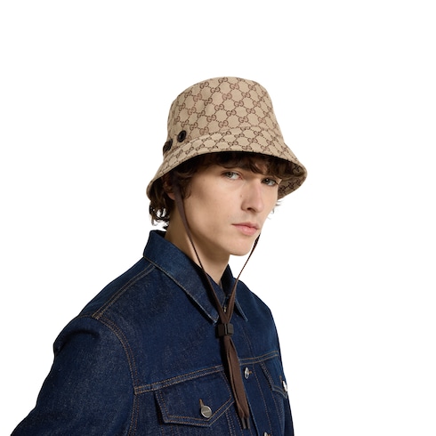 GG canvas bucket hat with tie
