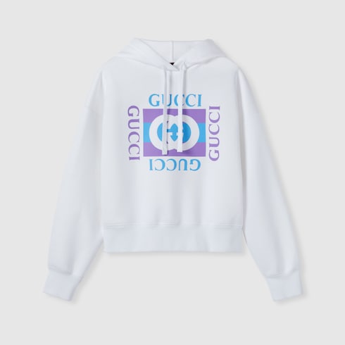 Sweat-shirt à capuche en coton avec imprimé