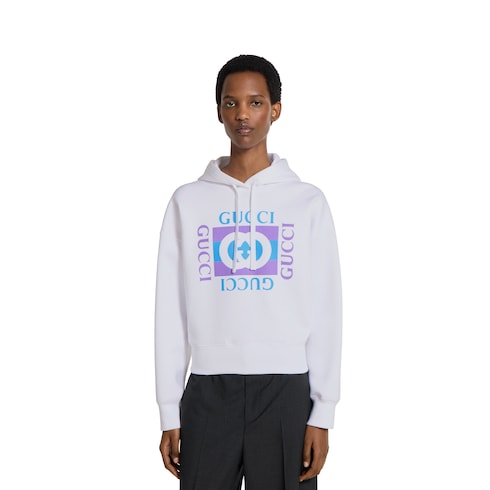 Sweat-shirt à capuche en coton avec imprimé