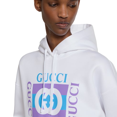 Sweat-shirt à capuche en coton avec imprimé