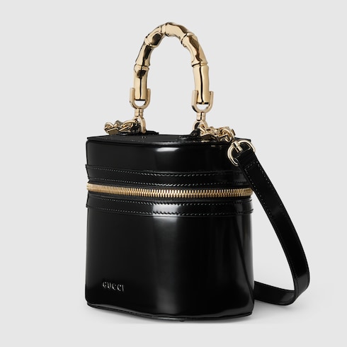Mini vanity bag with bamboo handle