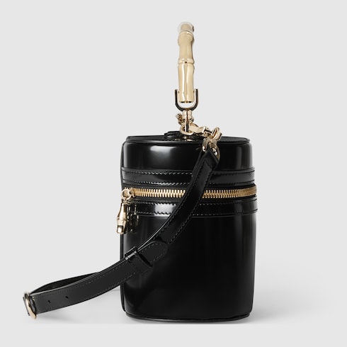 Mini vanity bag with bamboo handle