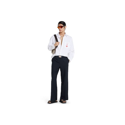 Cotton poplin shirt with embroidery