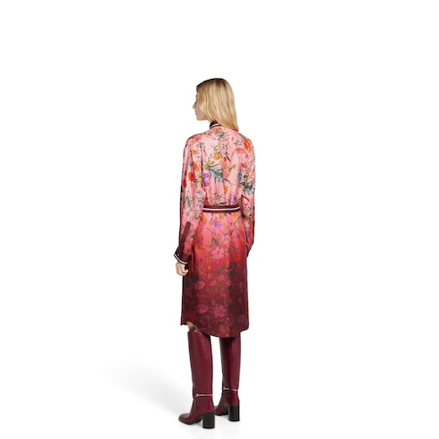Printed silk twill shirt dress