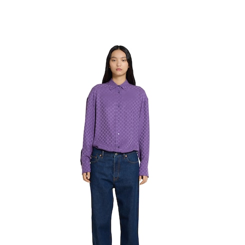 Übergroße Bluse aus GG Seidenjacquard