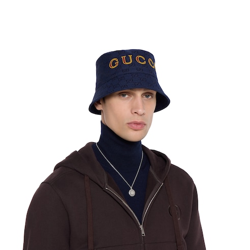 GG cotton canvas jacquard bucket hat