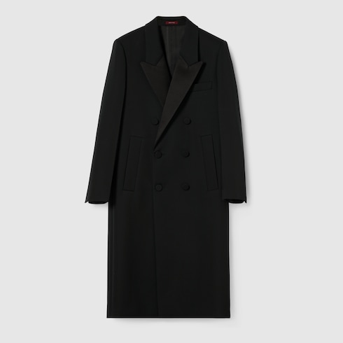 Double wool and satin coat