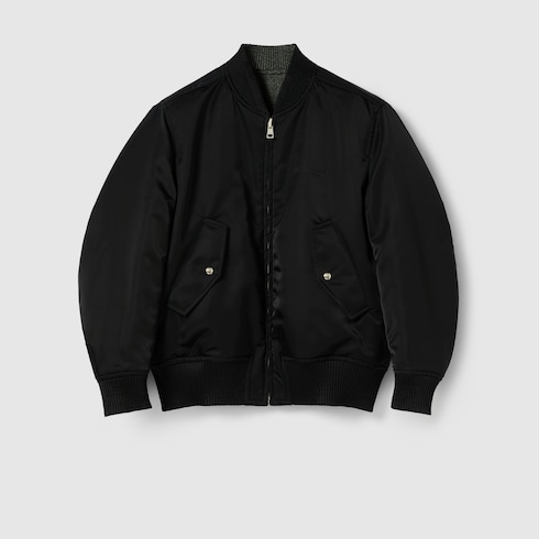 Herringbone wool mouliné bomber jacket
