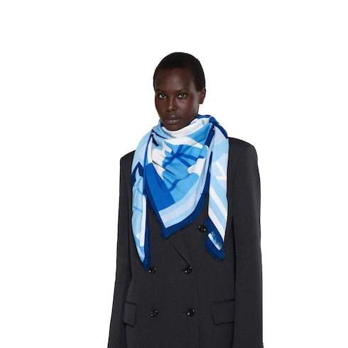Wool shawl with equestrian motif