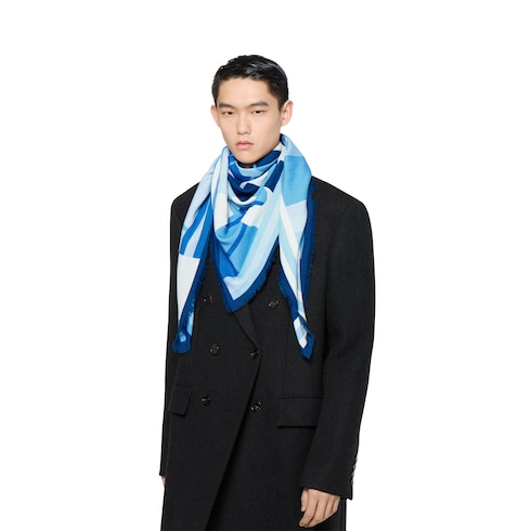 Wool shawl with equestrian motif