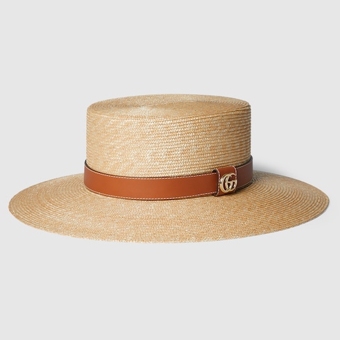 Woven straw boater hat