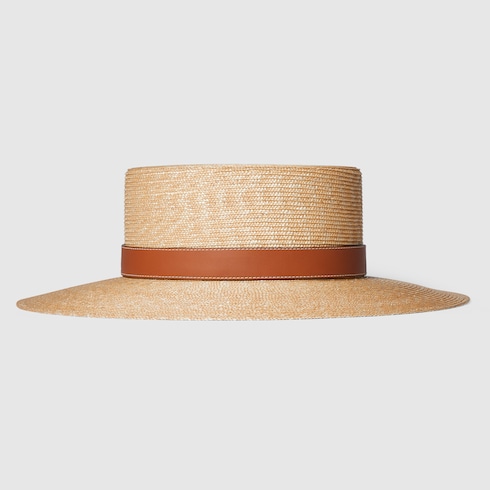 Woven straw boater hat
