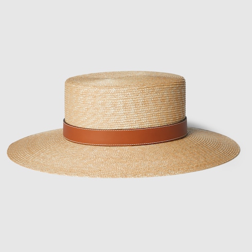 Woven straw boater hat