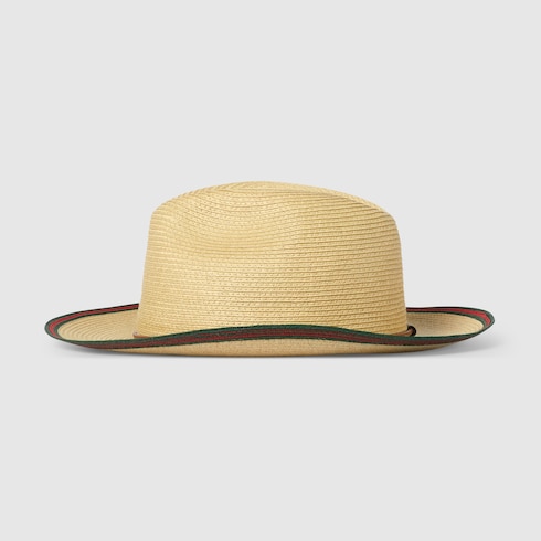 Cappello in paglia con nastro Web