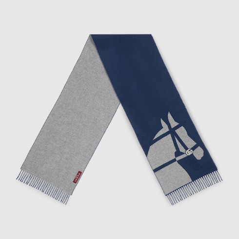 Wool scarf with jacquard motif