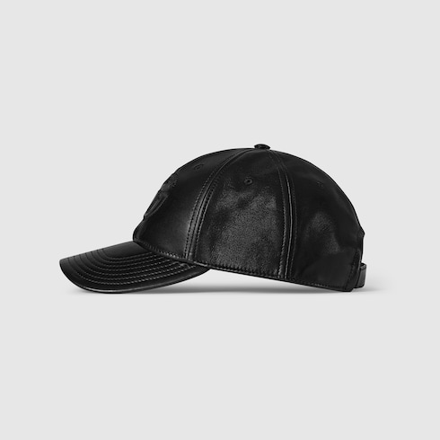 Leather baseball hat with Double G