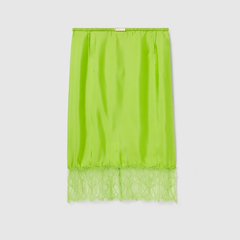 Gonna in twill di viscosa con pizzo floreale