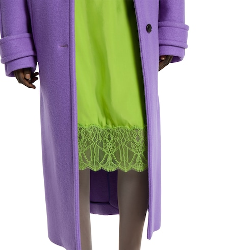 Viscose twill skirt with floral lace
