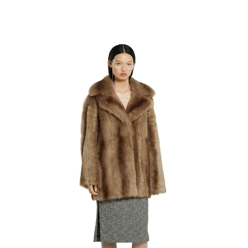 Degradé soft shearling peacoat