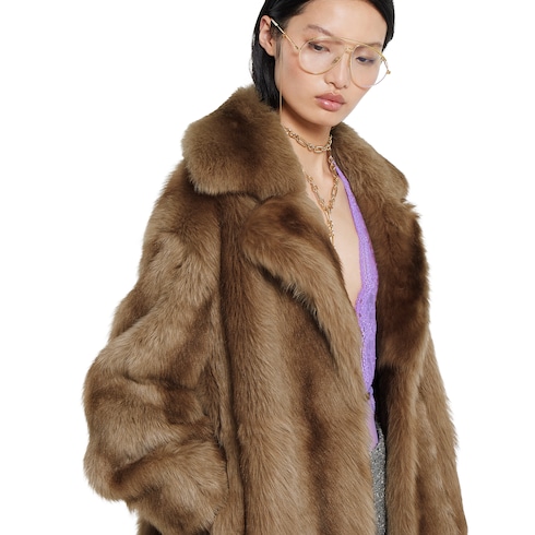 Degradé soft shearling peacoat
