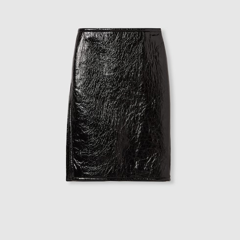 Shiny leather and neoprene skirt