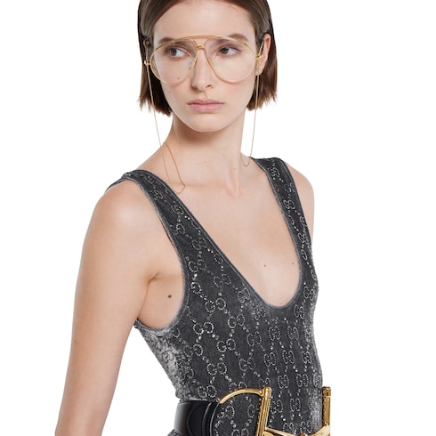 GG crystal embroidered jumpsuit