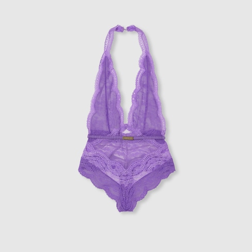 Body en tulle à dentelle fleurie