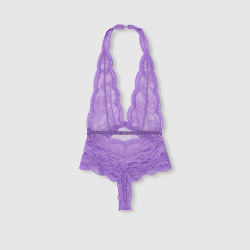 Body en tulle à dentelle fleurie