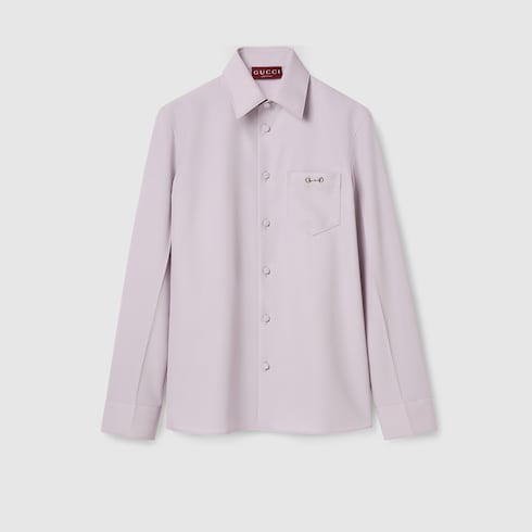 Camicia in gabardina di lana con Morsetto