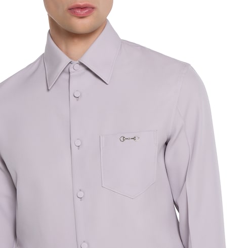 Camicia in gabardina di lana con Morsetto