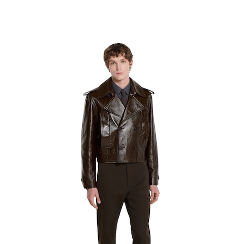 Shiny leather biker jacket Detail 3