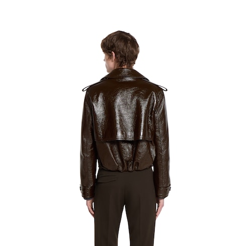Shiny leather biker jacket Detail 4
