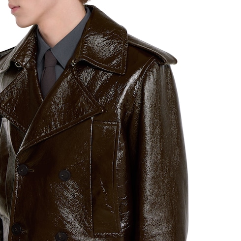 Shiny leather biker jacket Detail 6