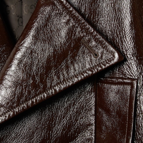 Shiny leather biker jacket Detail 7