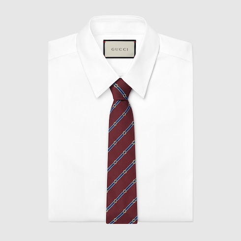 ✨美品✨GUCCI ネクタイ　ボルドー　ホワイト　GG柄　ジャガード　シルク シルクジャカード ネクタイボルドー＆ライトブルー | GUCCI公式