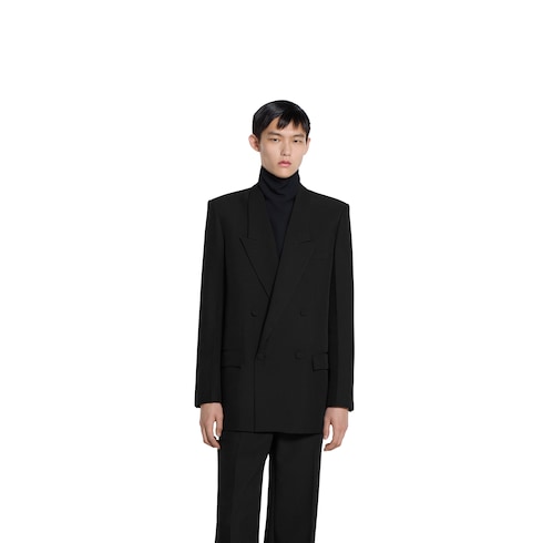 Double-breast technical panama jacket