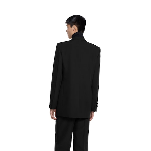 Double-breast technical panama jacket