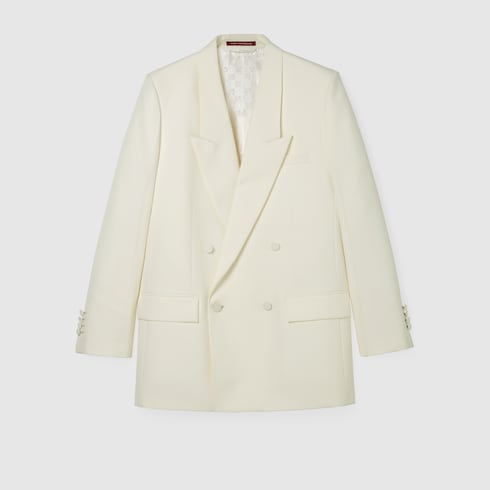 Double-breast technical panama jacket