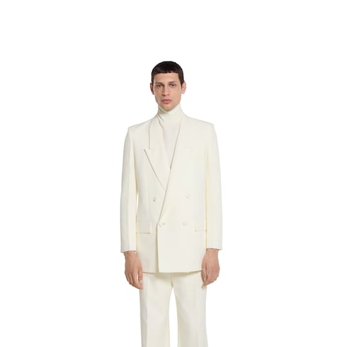 Double-breast technical panama jacket