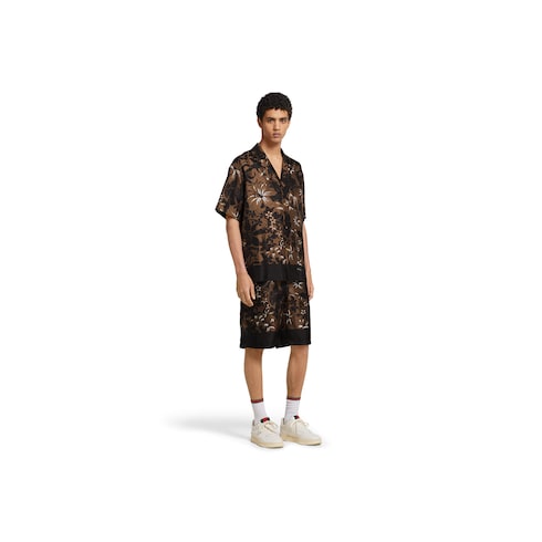 Bowling-Shirt aus Seidentwill mit Print