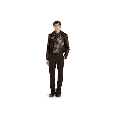 Shiny leather biker jacket